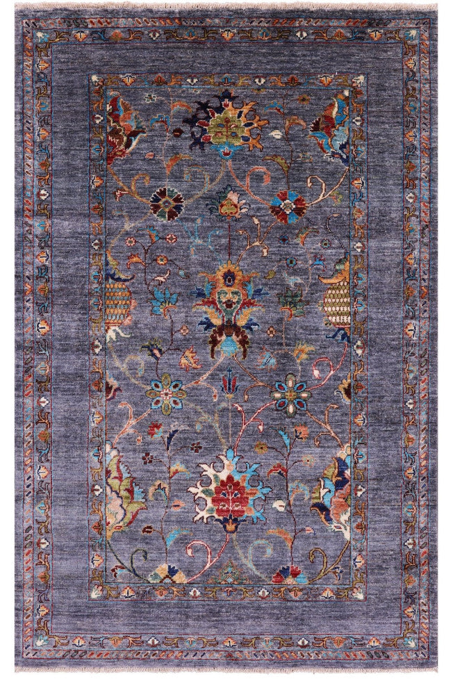 4' 1" X 6' 3" Hand Knotted Persian Tabriz Wool Rug - Q10958