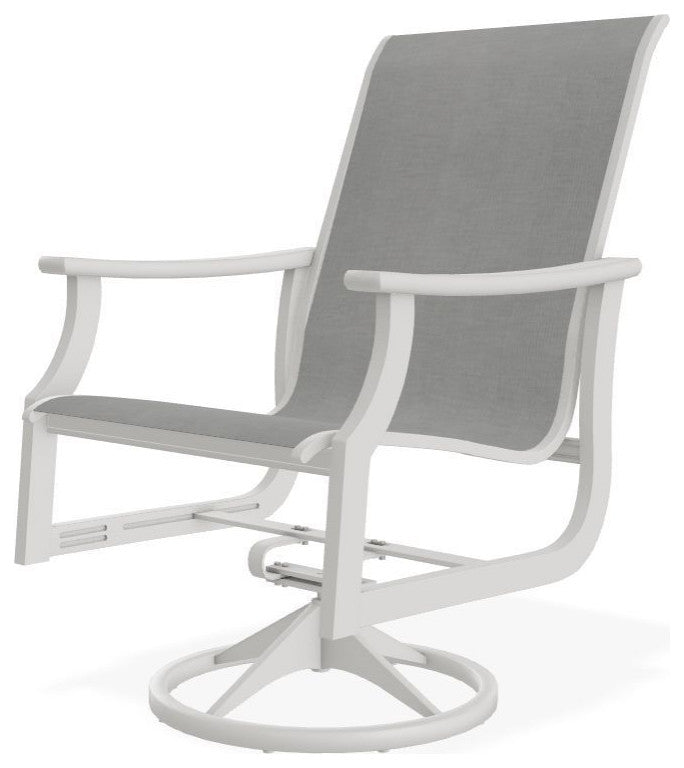 St. Catherine Sling Outdoor Swivel Rocker, Alloy/Snow