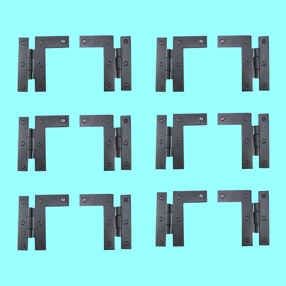Black Cabinet Hinges 3.5" HL Offset Hinge Pair Left and Right Wrought Iron Hinge