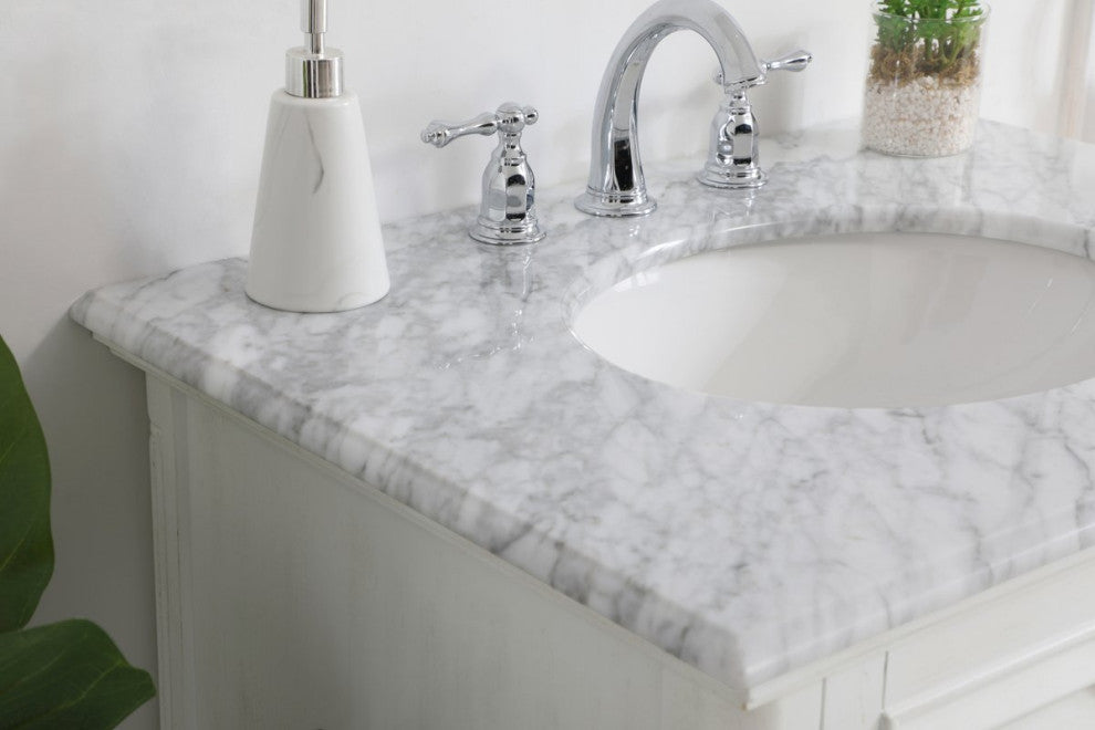 Home Living Single Bathroom Vanity, Antique White, 30"