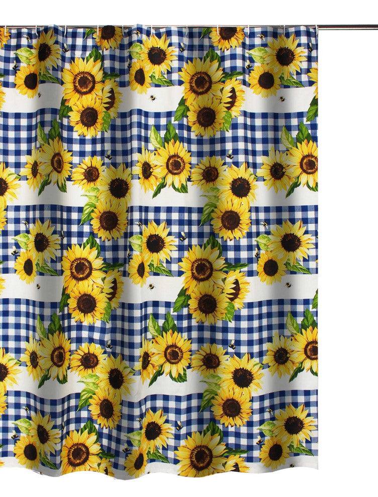 Barefoot Bungalow Sunflower Bath Shower Curtain, Gold 72x72
