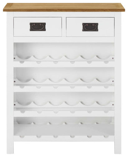 vidaXL Wine Cabinet Bottle Holder 2 Drawers Floor Wine Cabinet Solid Oak Wood