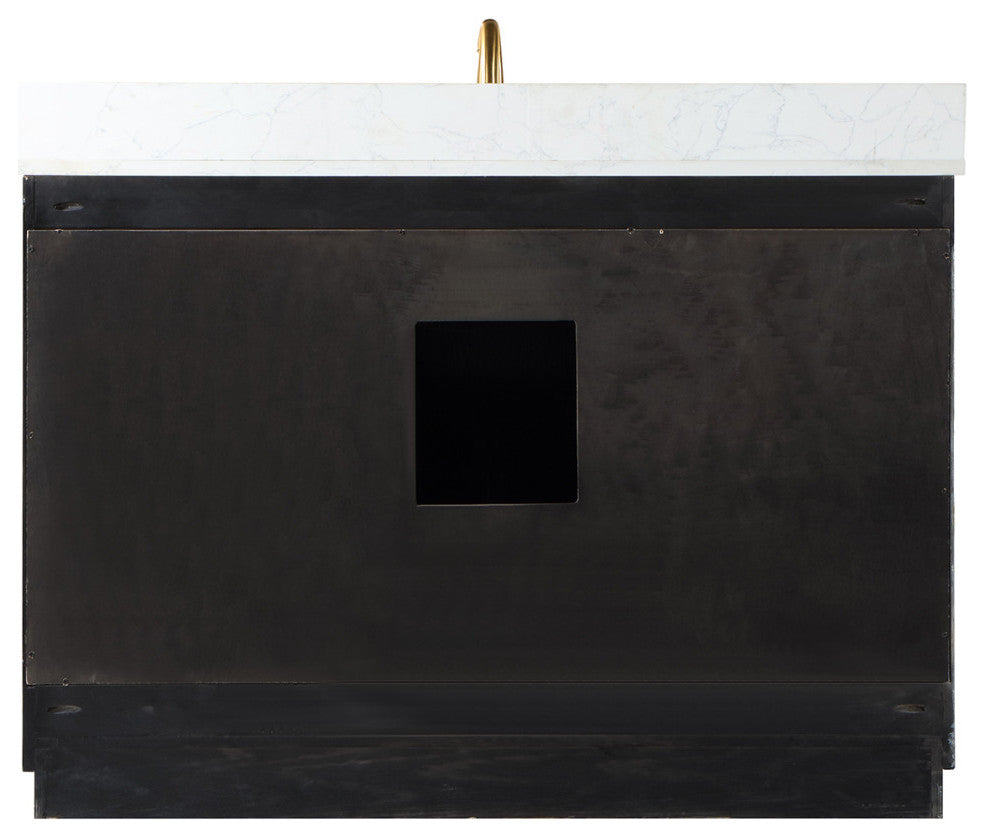 Altair Gazsi Black Oak Bathroom Vanity Set, 48", With Mirror