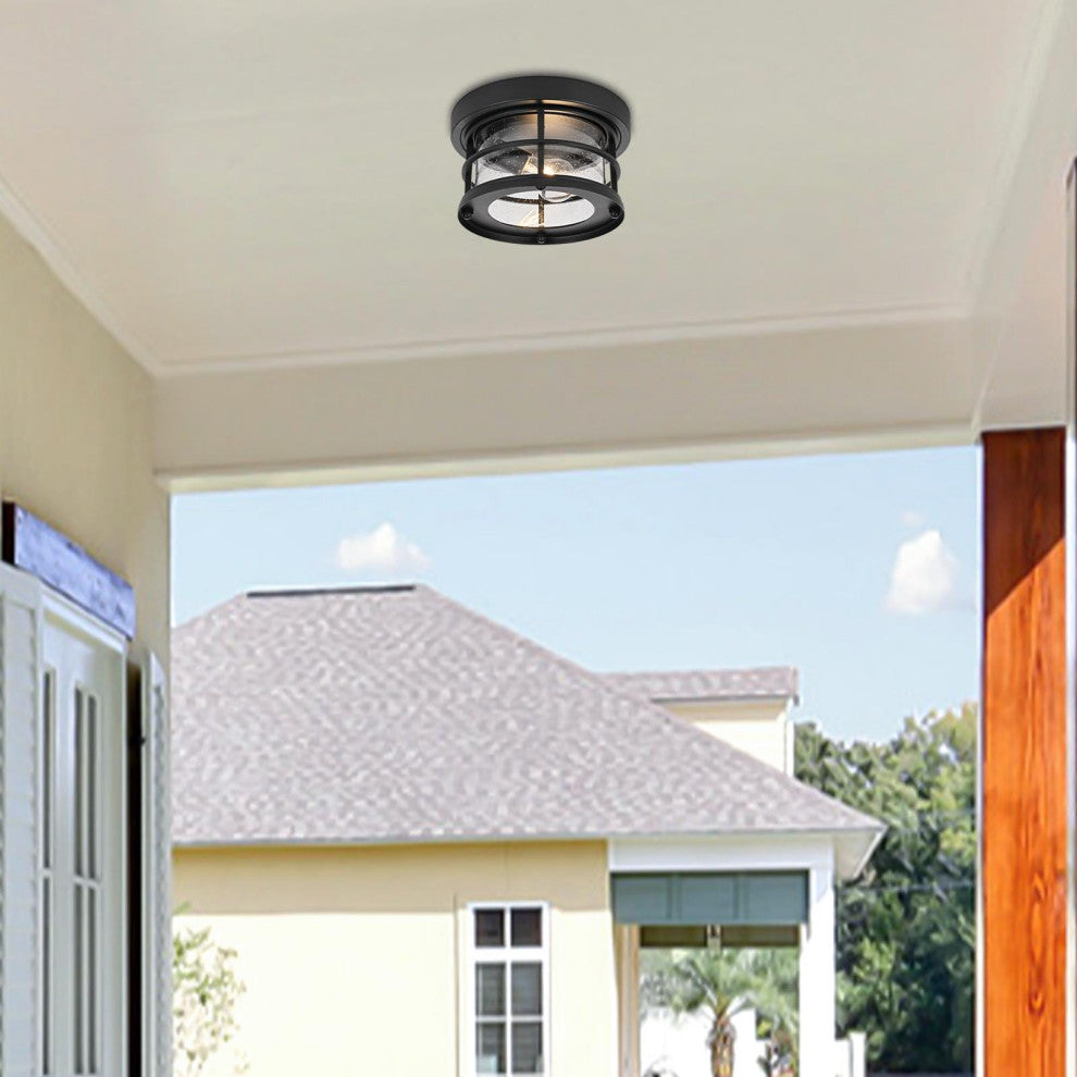 Home Living 10" Outdoor Flush Mount, Black