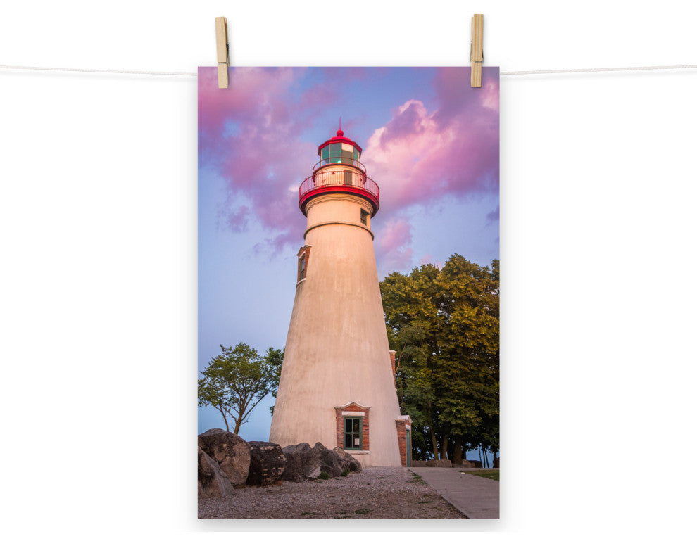 Marblehead Lighthouse at Sunset Coastal Landscape Unframed Wall Art Prints, 12" X 18"