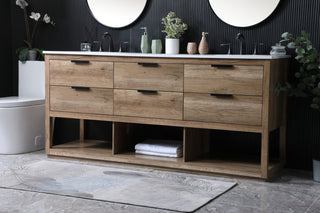 72" Double Bathroom Vanity, Natural Oak