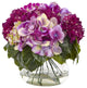 Multi-Tone Beauty Hydrangea With Round Glass Vase