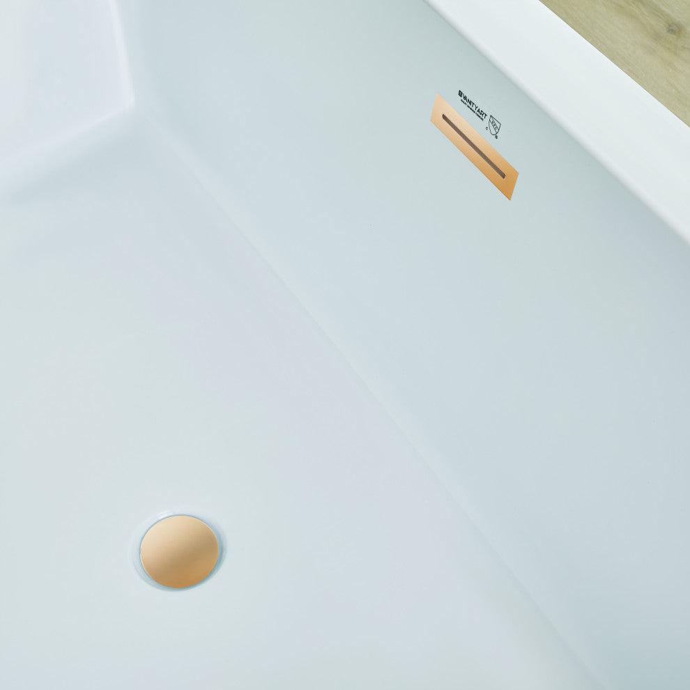 Freestanding Acrylic Bathtub, White/Titanium Gold, S, 59"