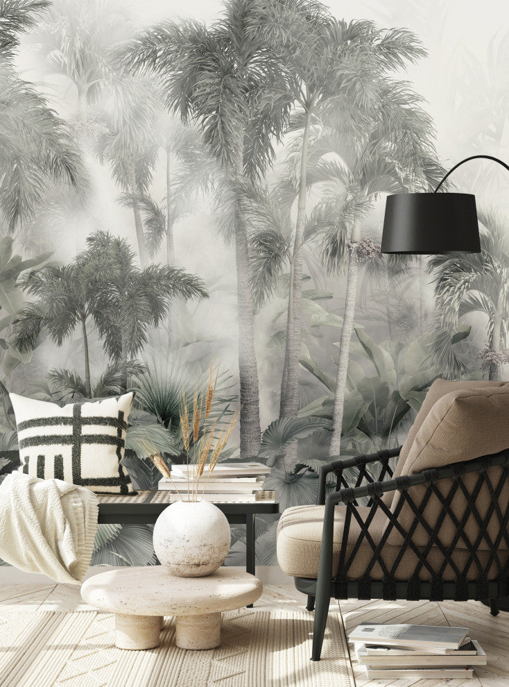 Misty Jungle Forest Vinyl Peel and Stick Mural, 24"x108", Single