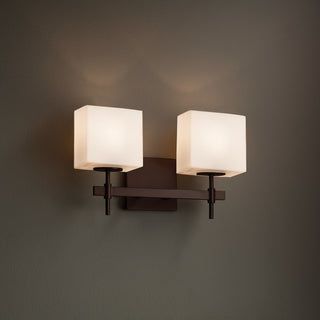 Fusion Union 2-Light Bath Bar, Rectangle, Dark Bronze, Opal Shade