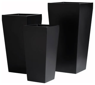 Windsor Tall Square Planter, Black, 7"x7"x14"