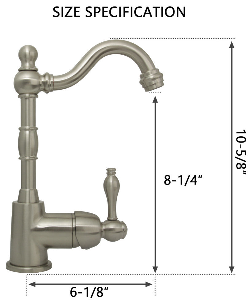 One-Handle Copper Widespread Kitchen Bar Faucet, Brushed Nickel