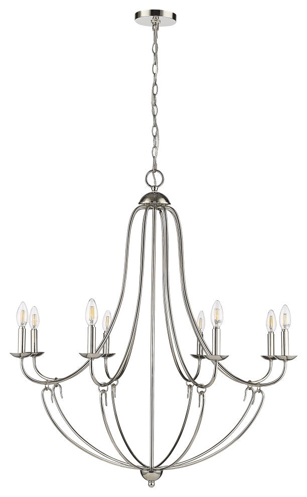 8 Light 36 in. Polished Nickel Chandelier