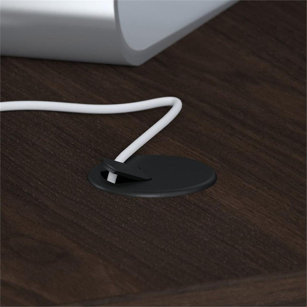 Pemberly Row 72W L Shaped Desk with 42W Return in Black Walnut - Engineered Wood