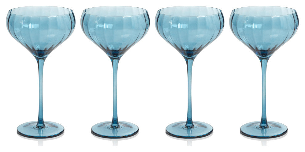 Malden Optic Cocktail Glasses, Set of 4, Blue Azure