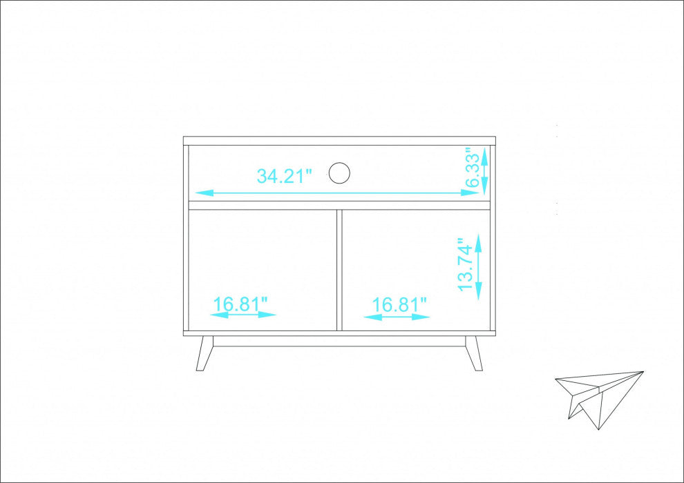 Modern White And Natural Two Door Console Table