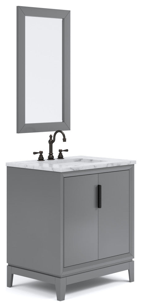 Elizabeth 30" Single Sink Carrara White Marble Vanity, Cashmere Gray