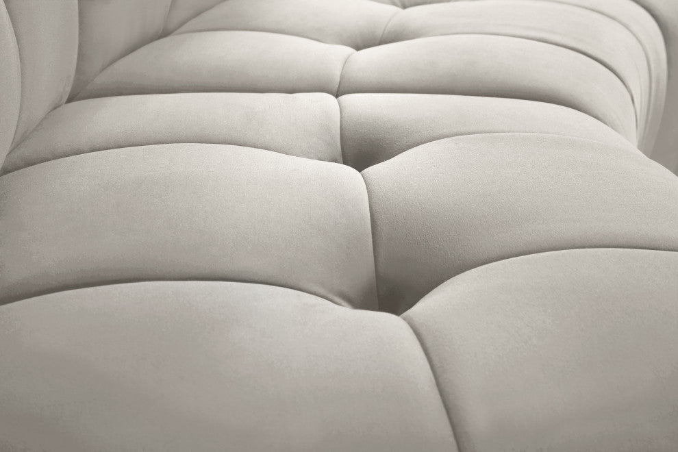 Limitless Velvet Upholstered 5-Piece Modular Sectional, Cream