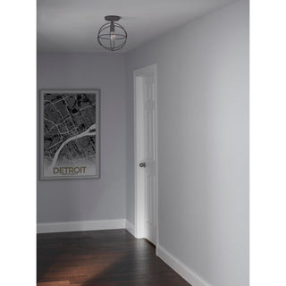 JL Styles Inc Black Single Light Globe Flush Mount