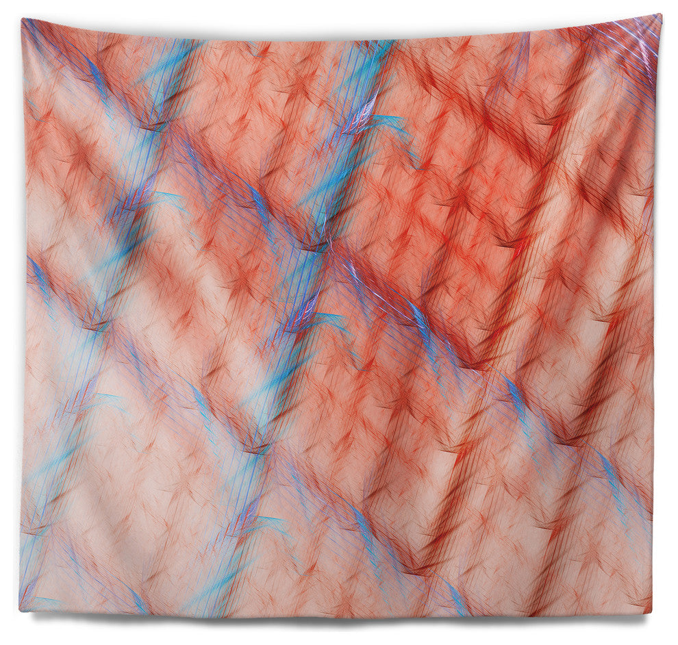 Red Fractal Grill Pattern Abstract Wall Tapestry, 80"x68"
