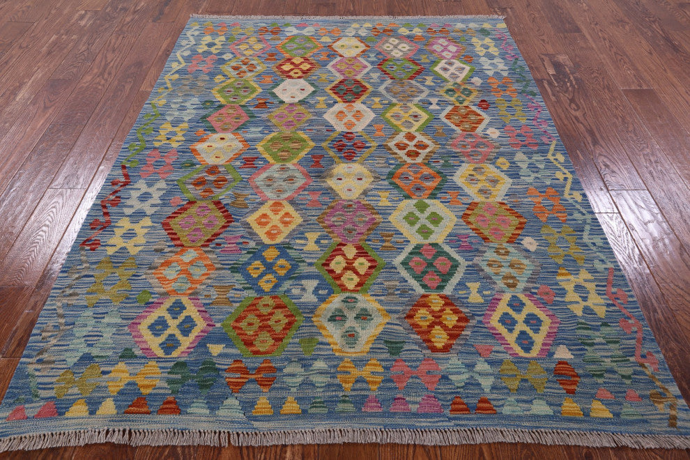 Flat Weave Kilim Reversible Rug 5' 1" X 6' 6" Q8300