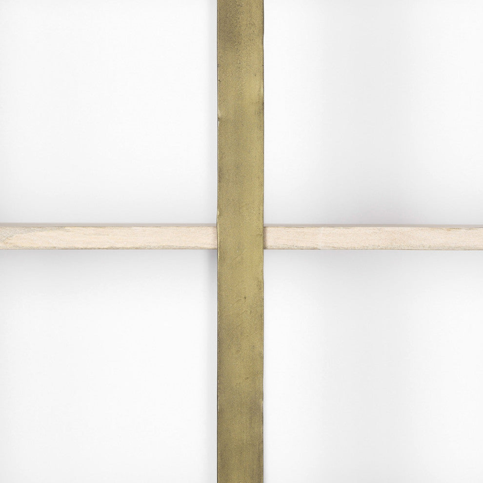 Gold Iron Framed Wooden Shelving Unit