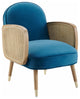 Modern Blue Velvet With Cane Accent Chair