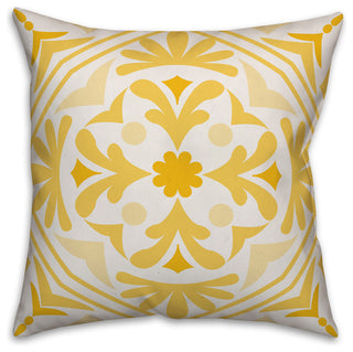 Yellow Medallion 16x16 Throw Pillow Cover