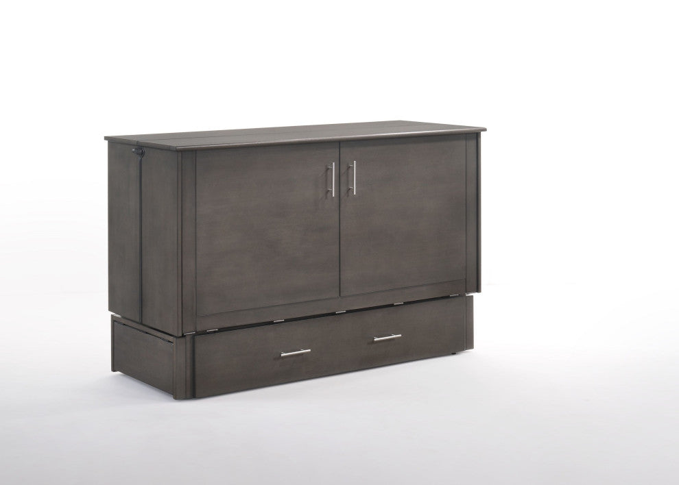 Sagebrush Queen Size Murphy Bed Cabinet With Storage, Stonewash