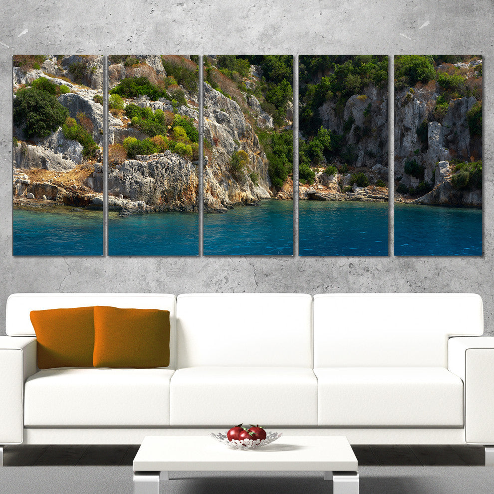"Beautiful Turkey Tropical Beach" Landscape Print Wall Art, 5 Panels, 60"x28"