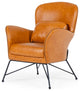 35" Carmel Brown Faux Leather Shelter Style Accent Chair