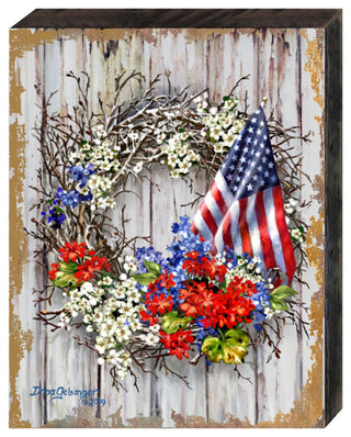 Patriotic Wreath Wooden Block, 48 x 36