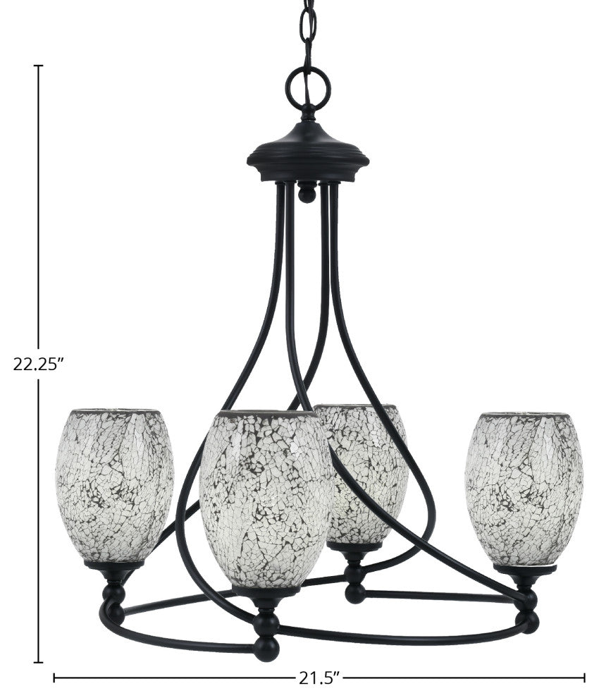 Capri 4-Light Chandelier, Matte Black/Black Fusion