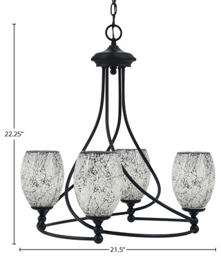 Capri 4-Light Chandelier, Matte Black/Black Fusion