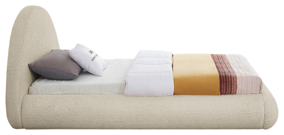 Rudy Beige Teddy Fabric Twin Bed
