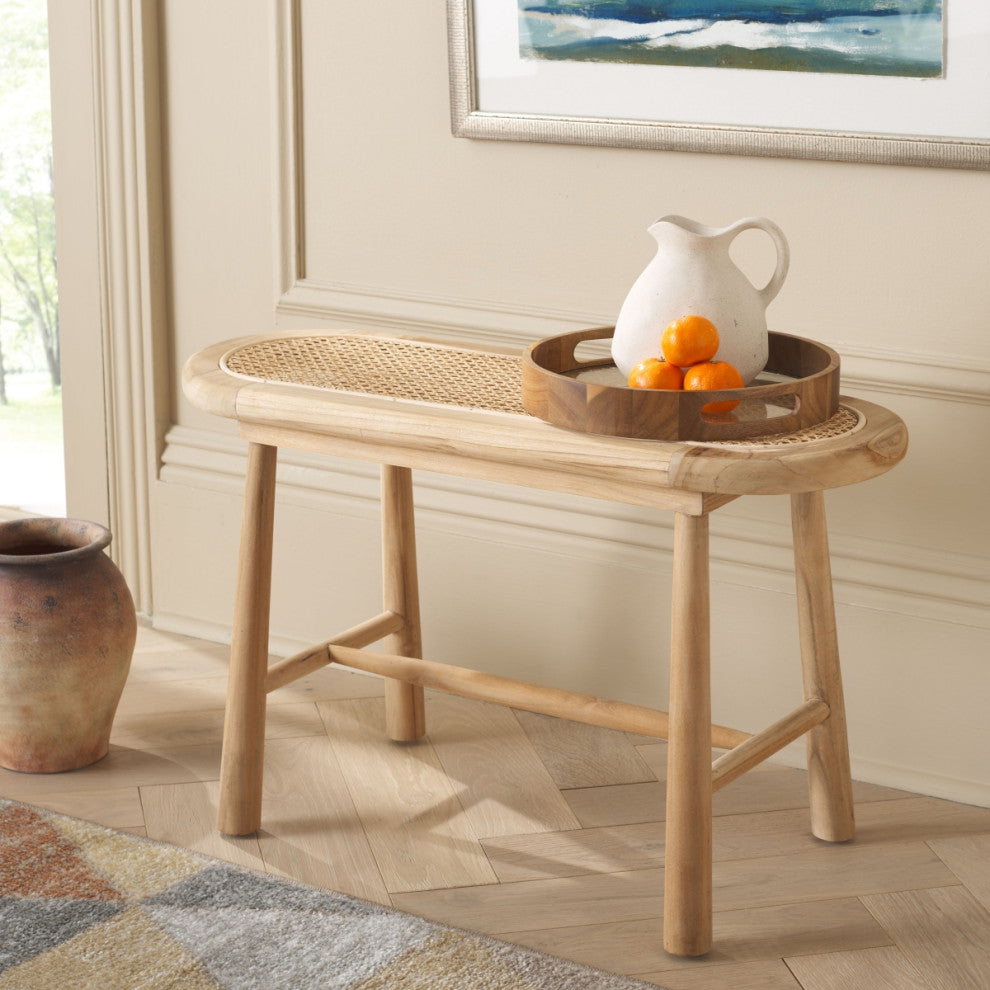 Safavieh Anikka Rattan Bench, Natural
