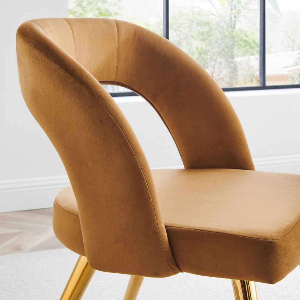 Marciano Performance Velvet Dining Chair Set of 2 Gold Cognac -6030
