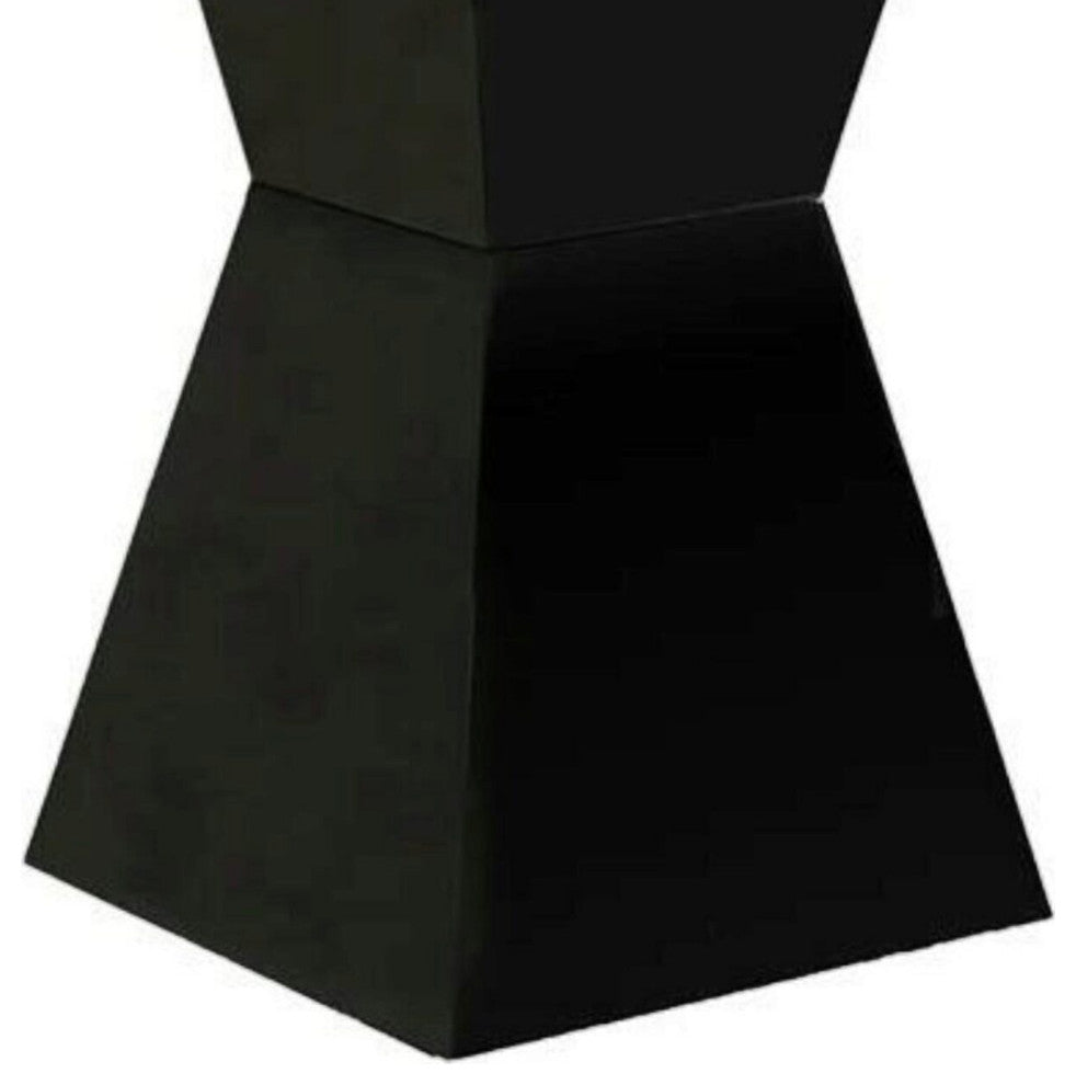Benzara BM208996 Round Glass Dining Table With Square Pedestal Base, Black