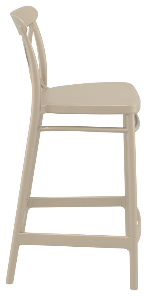 Cross Counter Stool, Set of 2, Taupe
