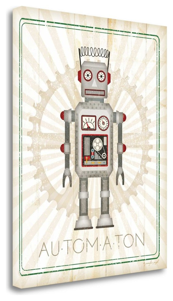 "Retro Robot II" By Jennifer Pugh, Giclee Print on Gallery Wrap Canvas