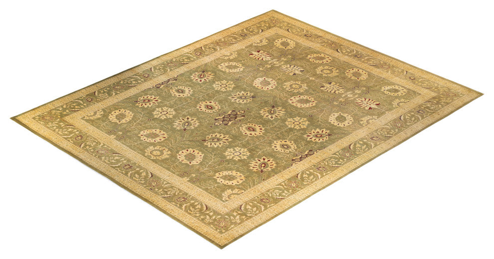 Eclectic, One-of-a-Kind Hand-Knotted Area Rug Green, 11' 10" x 14' 10"