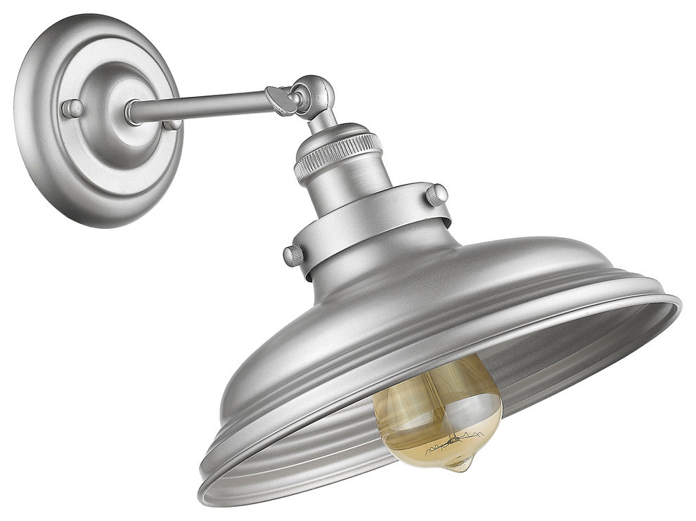 SAMUEL Industrial-style 1 Light Silver Painted Indoor Wall Sconce 10inches Wide