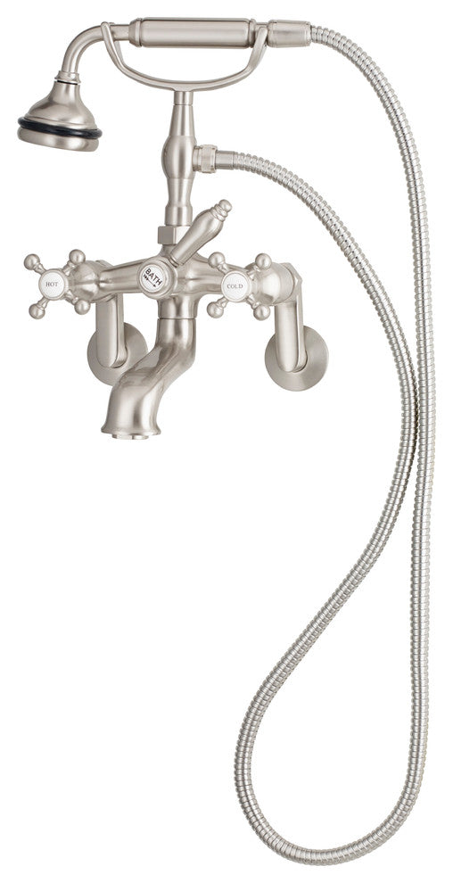 Cheviot Products 5100 Series Wall-Mount Tub Filler, Cross, Metal, Brushed Nickel