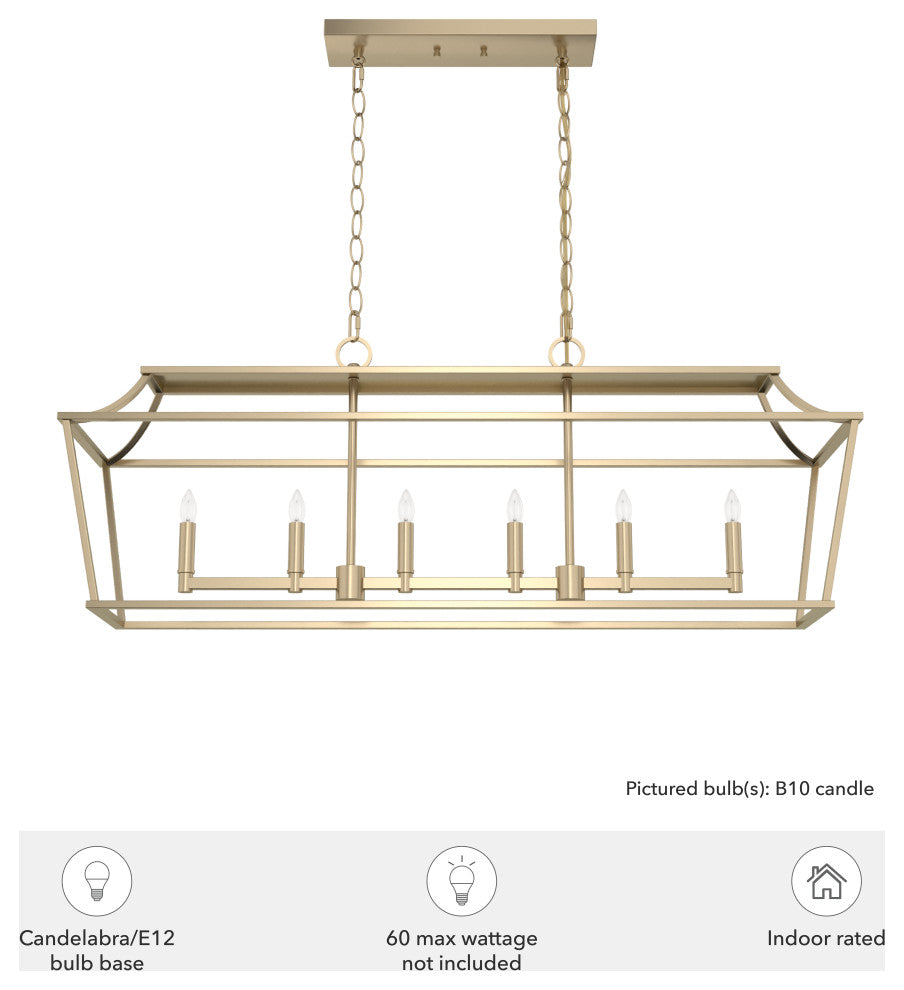 Hunter Laurel Ridge Alturas Gold 6 Light Linear Chandelier Ceiling Light
