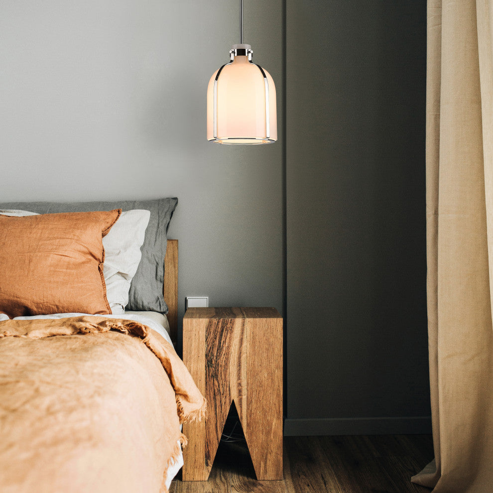 Zlite 818-9PN 1-Light Pendant, White Opal