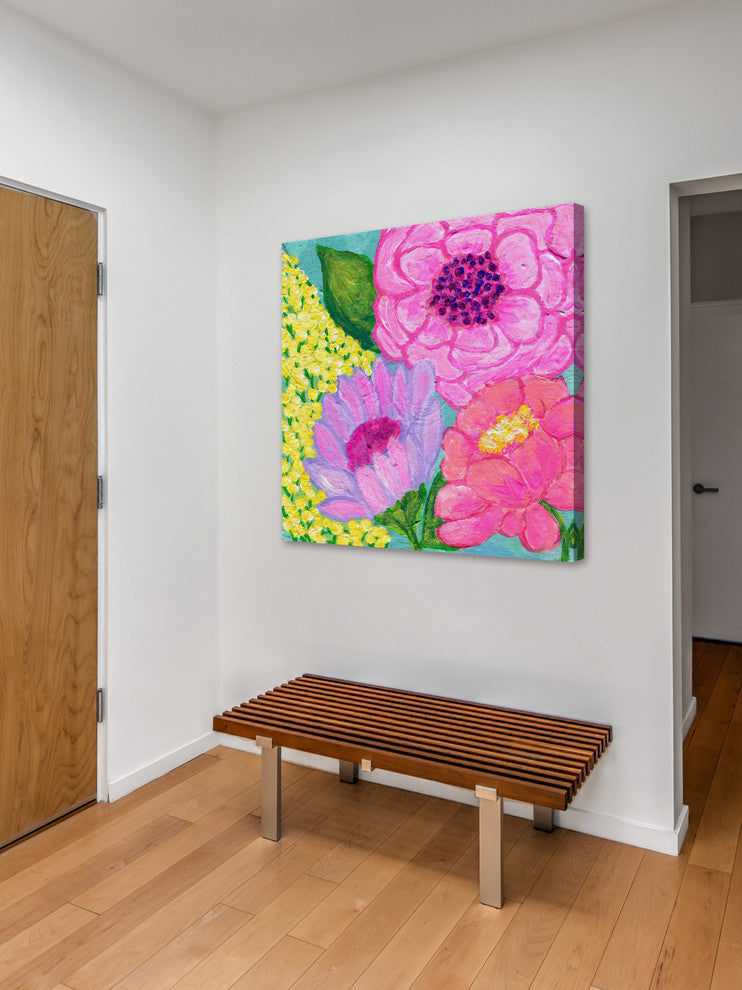 "Four Spring Flowers" Painting Print on Wrapped Canvas, 40"x40"