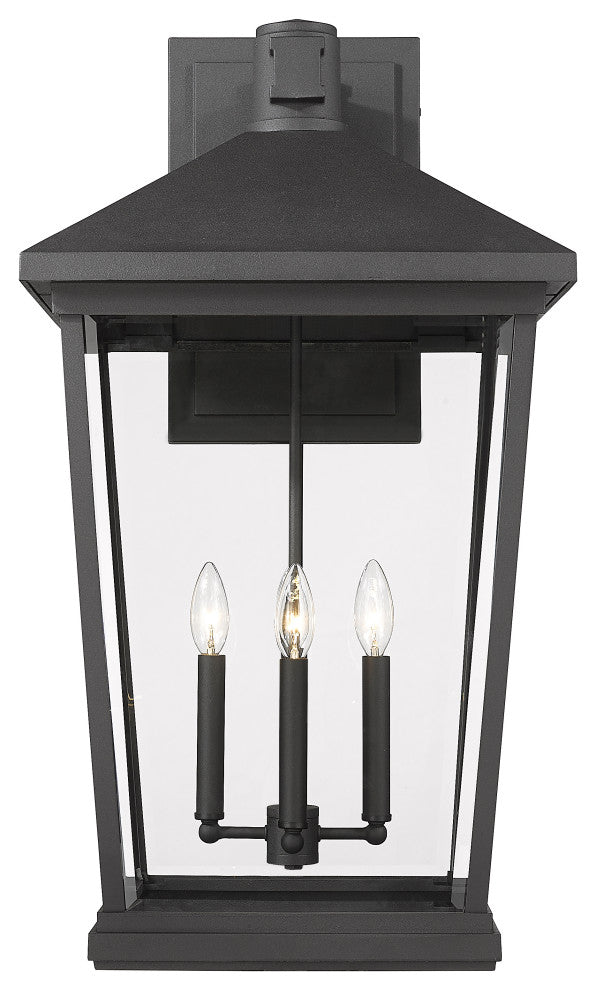 Zlite 568XXL-BK 4-Light Outdoor Wall Sconce, Clear Beveled