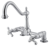 Kingston Brass Two-Handle Bridge Kitchen Faucet, Polished Chrome