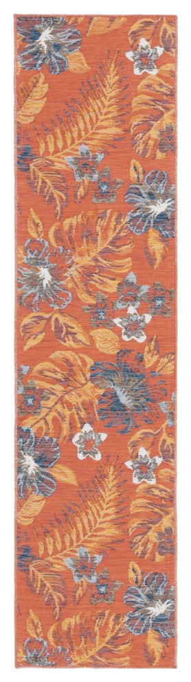 Safavieh Sunrise Collection SUN671 Indoor-Outdoor Rug, Ivory/Rust Blue, 2'x8'