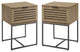 Jackson Modern Slat Door Side Table Set - English Oak